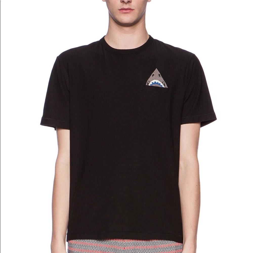 Burkman Bros.  Embr Shark Tee white